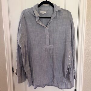 Blue and White Striped Madewell Top